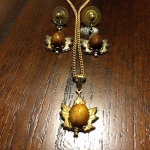 Genuine myrtle wood necklace and earrings